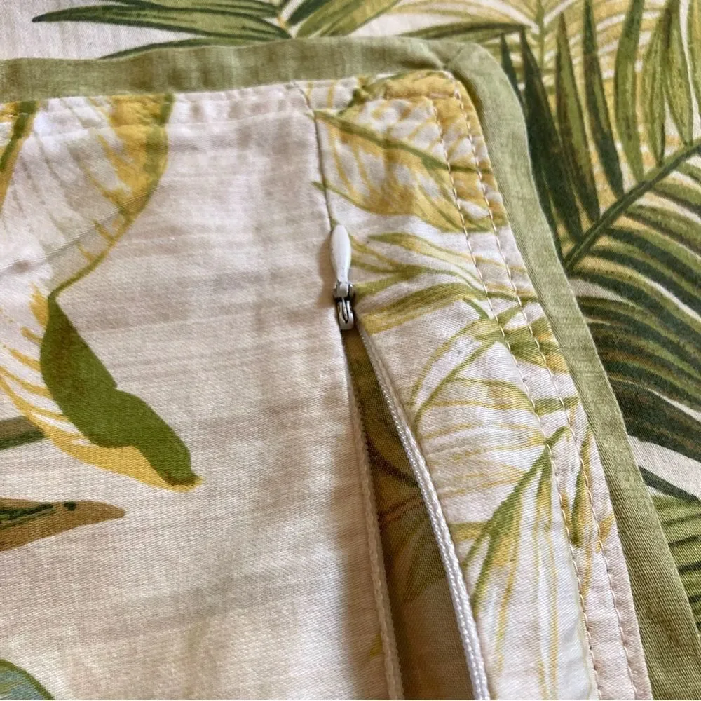 TOMMY BAHAMA Pillow Cover Tropical Palms and Leaves Green Beige 26.5 x 20 inches